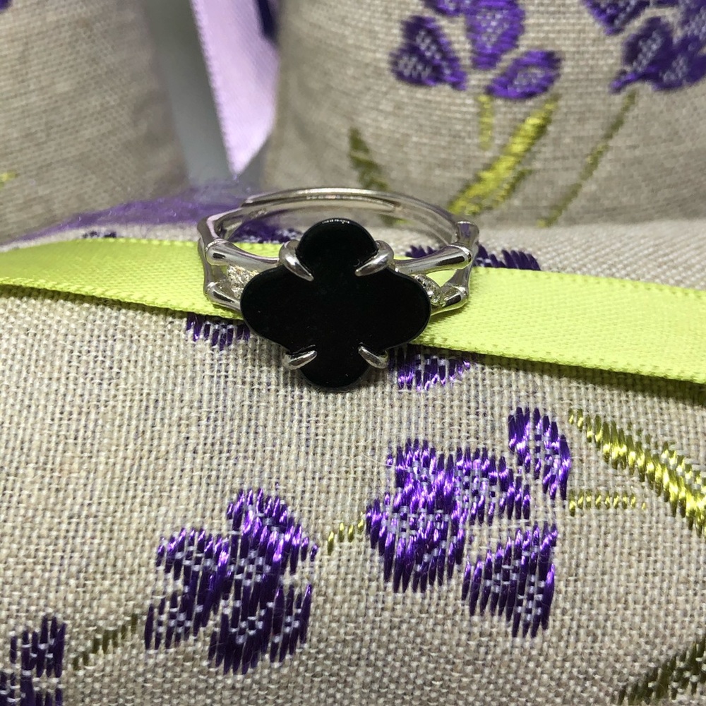 Emerald black jade 925 silver rings